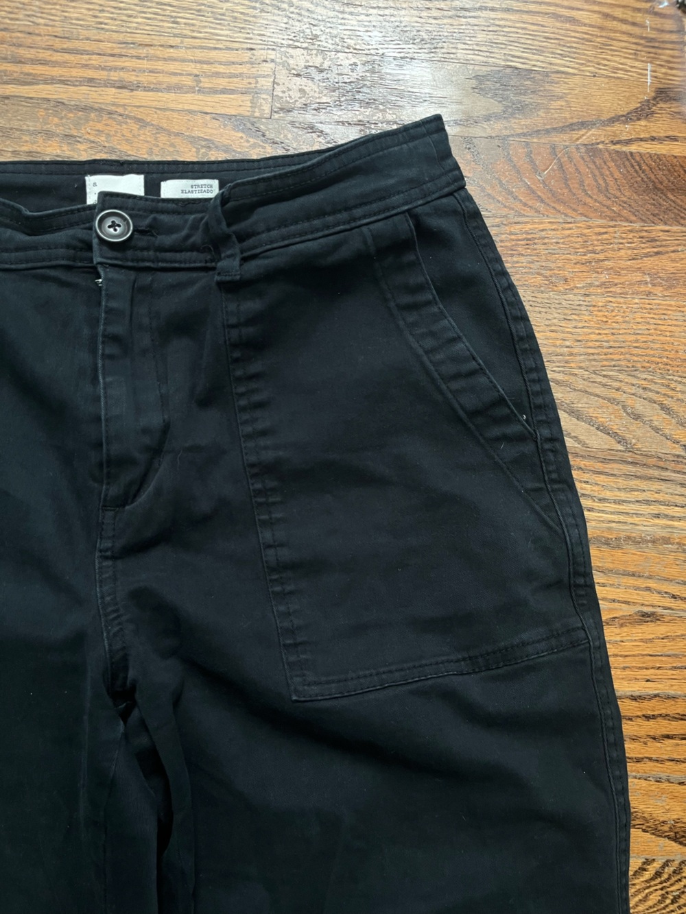 Black High-Waist Cotton Utility Pants